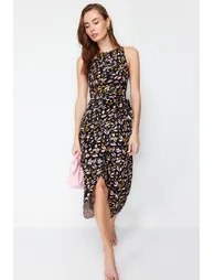 Trendyol Black Floral A-Line Midaxi Dress - 1
