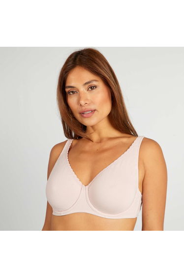 Cotton bra for D & E cups PURPLE