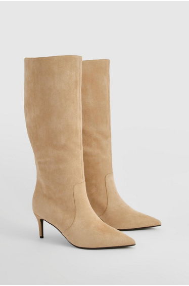 Faux Suede Stiletto Knee High Boots