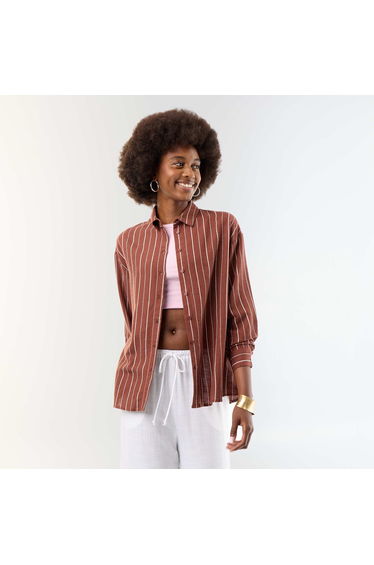 Blended Linen Shirt BROWN