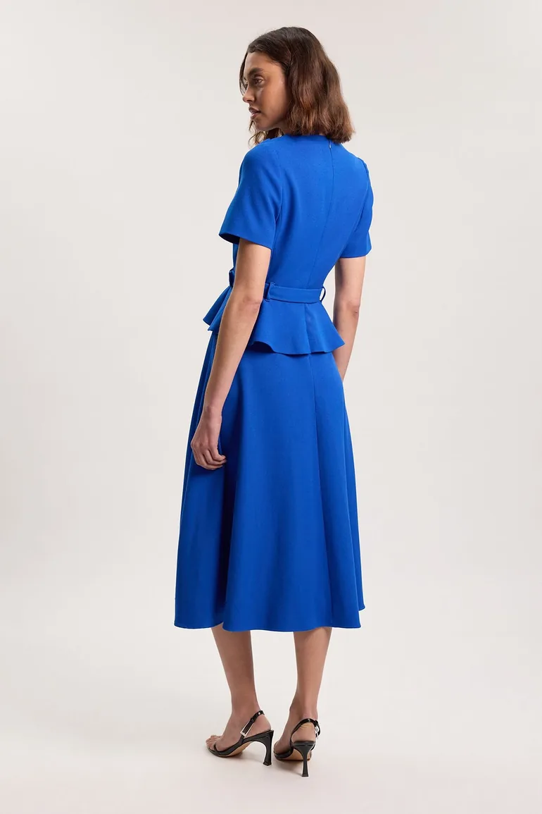 Structured Tailored Belted Midi Dress - 2