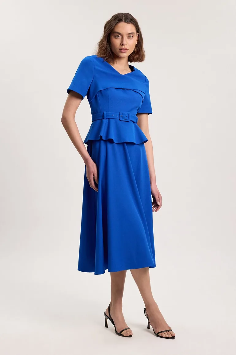 Structured Tailored Belted Midi Dress