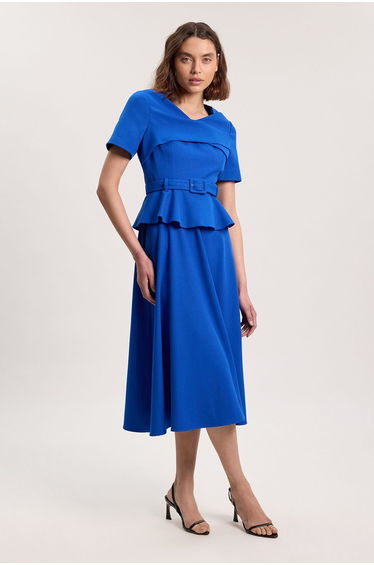 Structured Tailored Belted Midi Dress