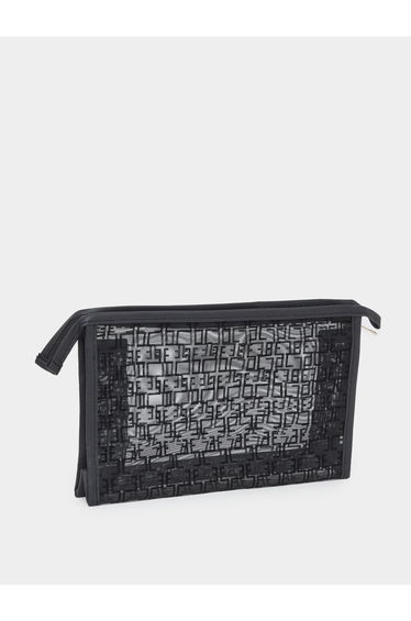 Women Black Patterned Design Washbag