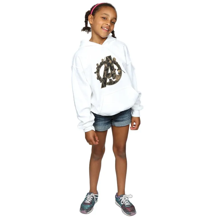 Marvel Girls Avengers Infinity War Marvel Logo Hoodie - White - 3