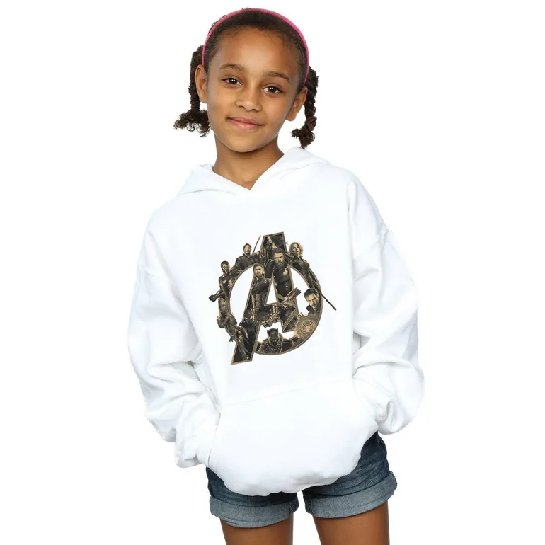 Marvel Girls Avengers Infinity War Marvel Logo Hoodie - White - 1