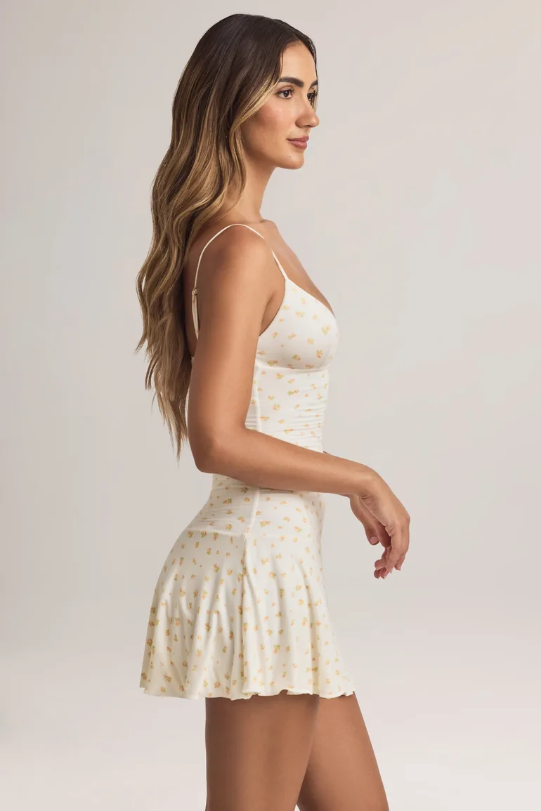 Modal Ruched A-Line Mini Dress in Floral Print - 4