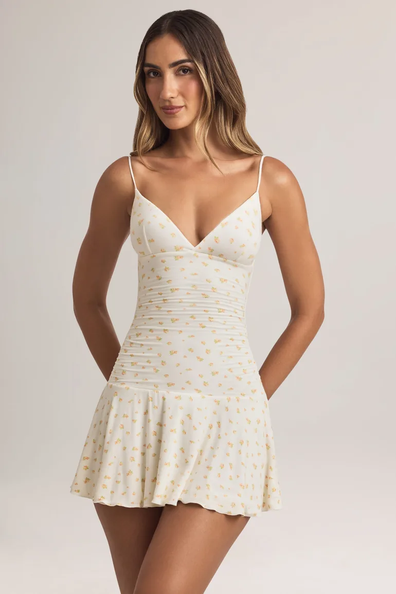 modal ruched a line mini dress in white Modal ruched A-Line Mini Dress in White - S