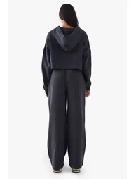 DSGN Studio Towelling Applique Zip Through Boxy Crop Hoodie - charcoal - 2