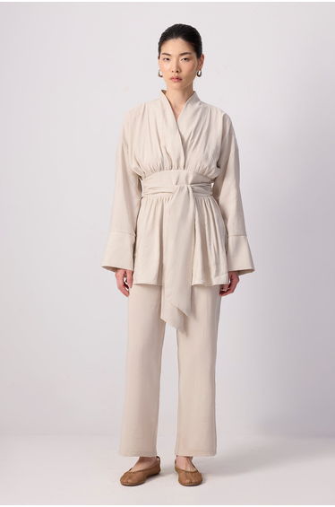 WIDE BELTED TUNIC PANTS SET