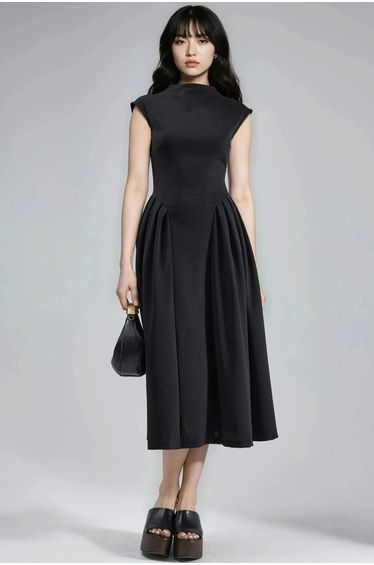 BUSEM Textured Paneled Midi Dress