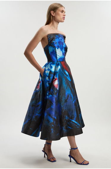 Lily Macrae - Printed Twill Bandeau Prom Dress