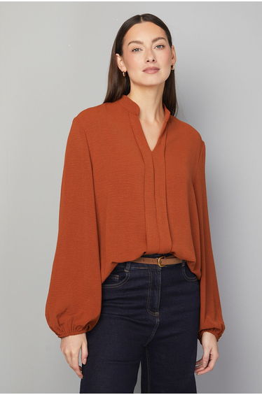 Collarless Woven Blouse