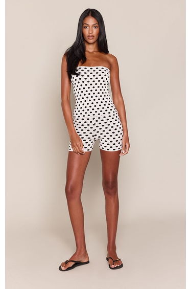 Tall Cream Polka Dot Knitted Hot Pant