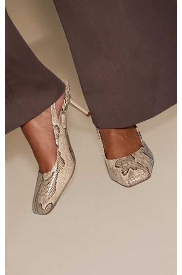 Snake Square Toe Sling Back