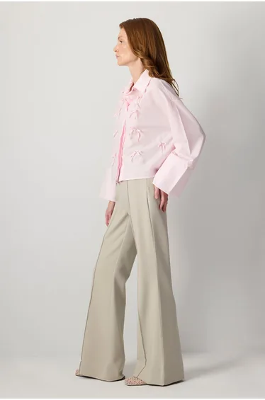 100% COTTON OVERSIZE SHIRT WITH BOW DETAILS