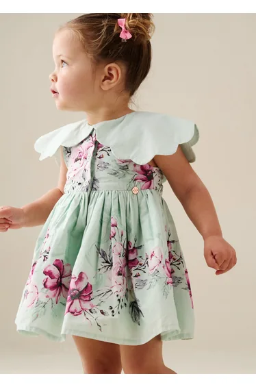 Sybil Mint Scalloped Collar Dress And Bloomer