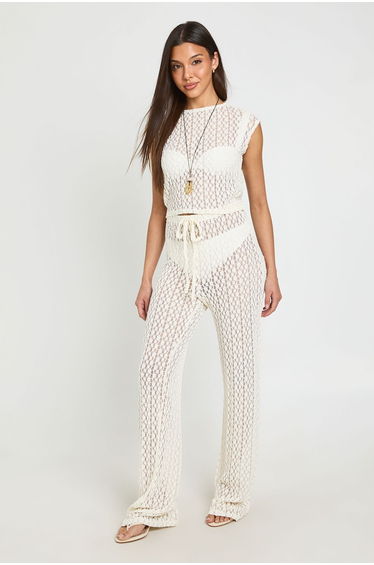 Floral Lace Cap Sleeve Baby Tee - cream