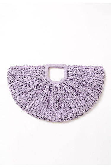Semicircle Woven Straw Handbag in Lilac
