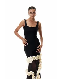 Beckah Mesh Ruffle Asymmetric Maxi Dress - 4