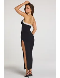 Modal Lace-Trim Maxi Dress in Black - 3