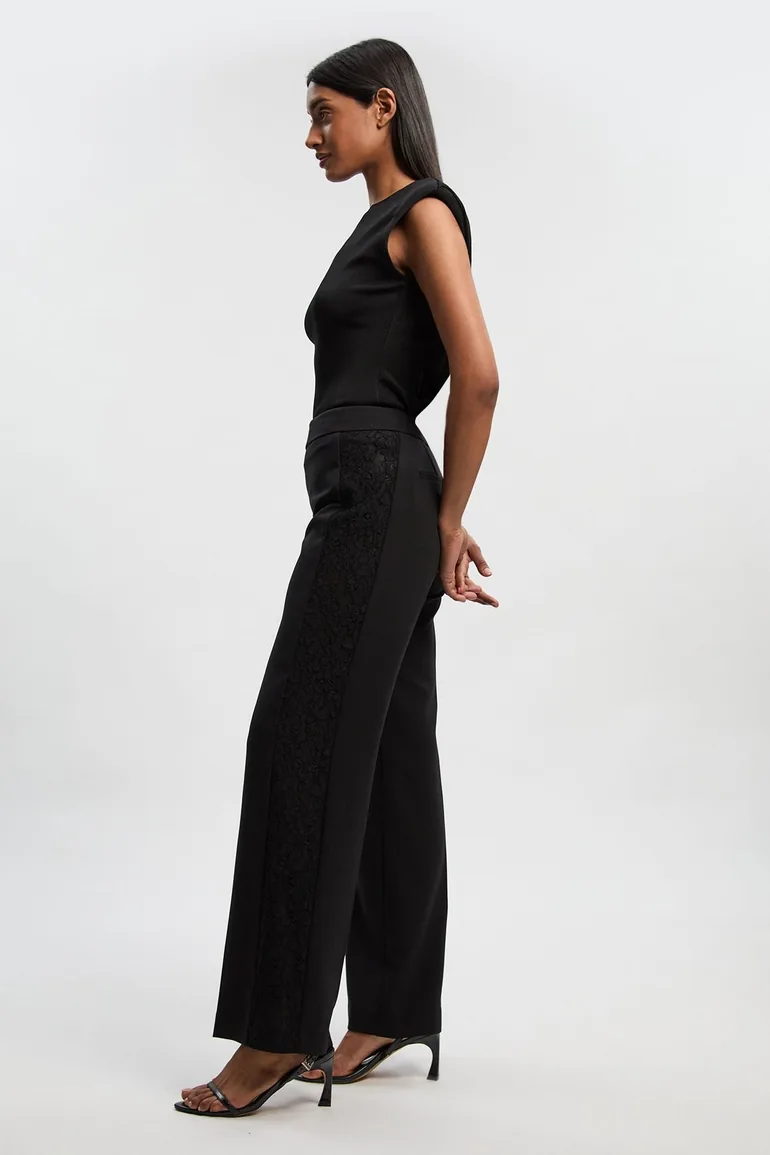 بنطلون بأرجل عريضة بدانتيل إستريتش - 1