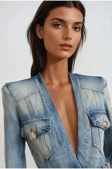Dionysia Plunge Denim Jacket