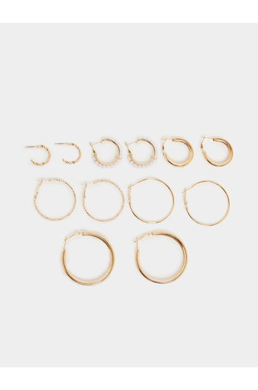 Pack of 6 - Gold Hoop Earrings