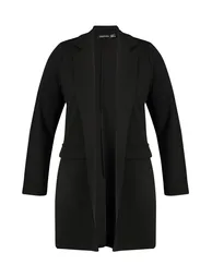 بليزر بقصة بويفريند بجيوب - أسود - مقاسات كبيرة - 2