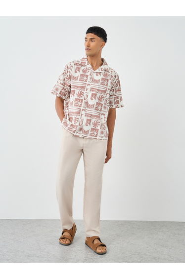 All-Over Print Resort Collar Relaxed Fit Shirt