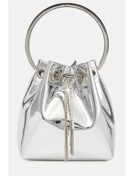Metallic Round Handles Bucket Bag - 1