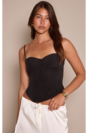 Black Peachskin Corset
