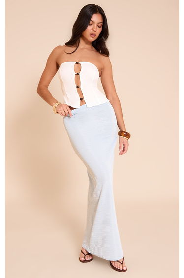 Sky Blue Jersey Textured Maxi Skirt