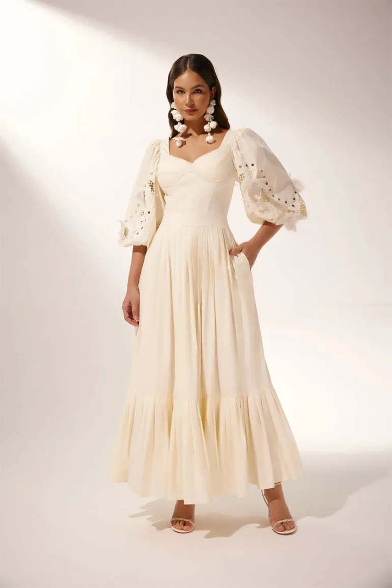 maxi dress with sleeves plus size Plus Size Light Blue Balloon Sleeve Maxi Dress