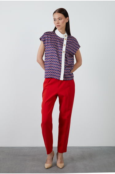 Patterned Shirt with Gold Button Detail