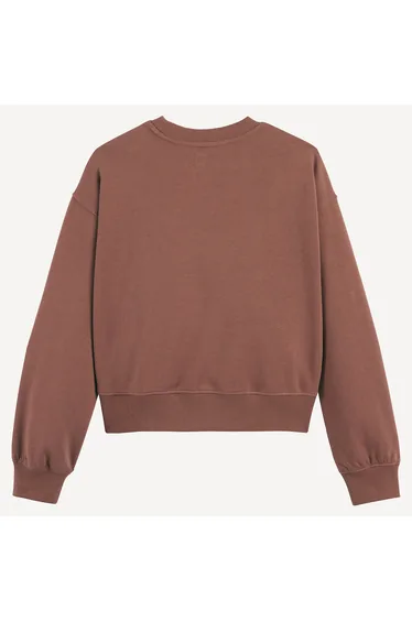 Fleece Crew Neck Sweatshirt with Sun and Slogan Print