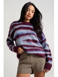 Brushed Knit Abstract Print Oversized Knitted Jumper