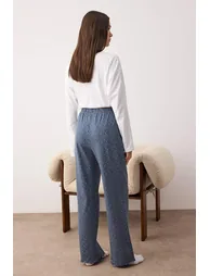 بنطلون بيجاما قطن بطبعة أزهار عدد 2 لون أبيض/أزرق - 6