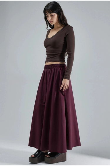 BUSEM Elastic Waist Skirt with Pockets