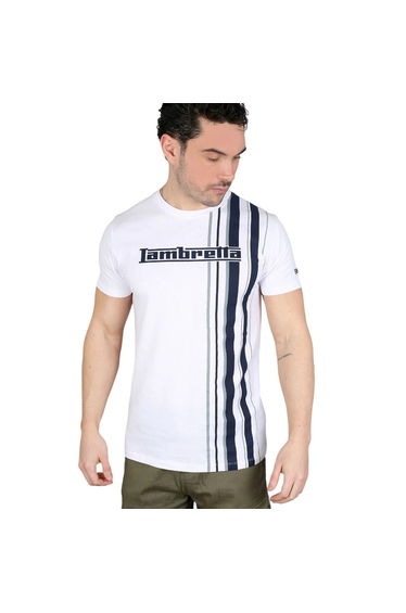 Lambretta Mens Racing Stripe T-Shirt - White/Navy/Grey