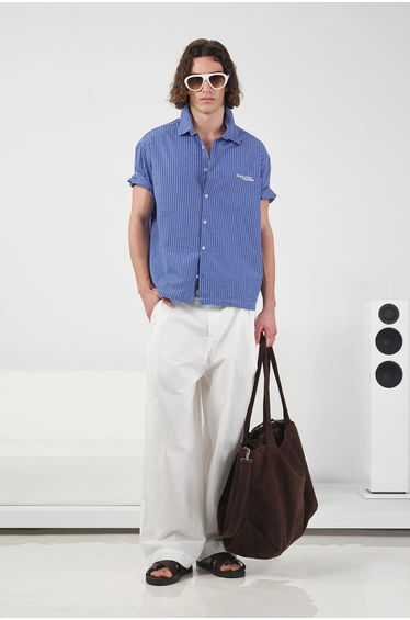 GIESTO Casual Plaid Button-Up Short Sleeve Shirt