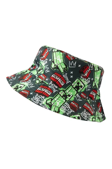 Minecraft Childrens/Kids Creeper Bucket Hat - Multicoloured