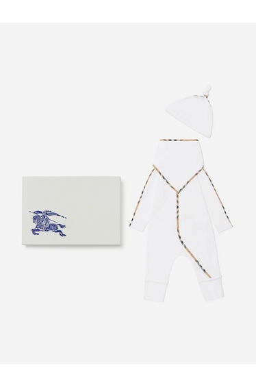 Burberry Baby Hamilton Romper Gift Set in White
