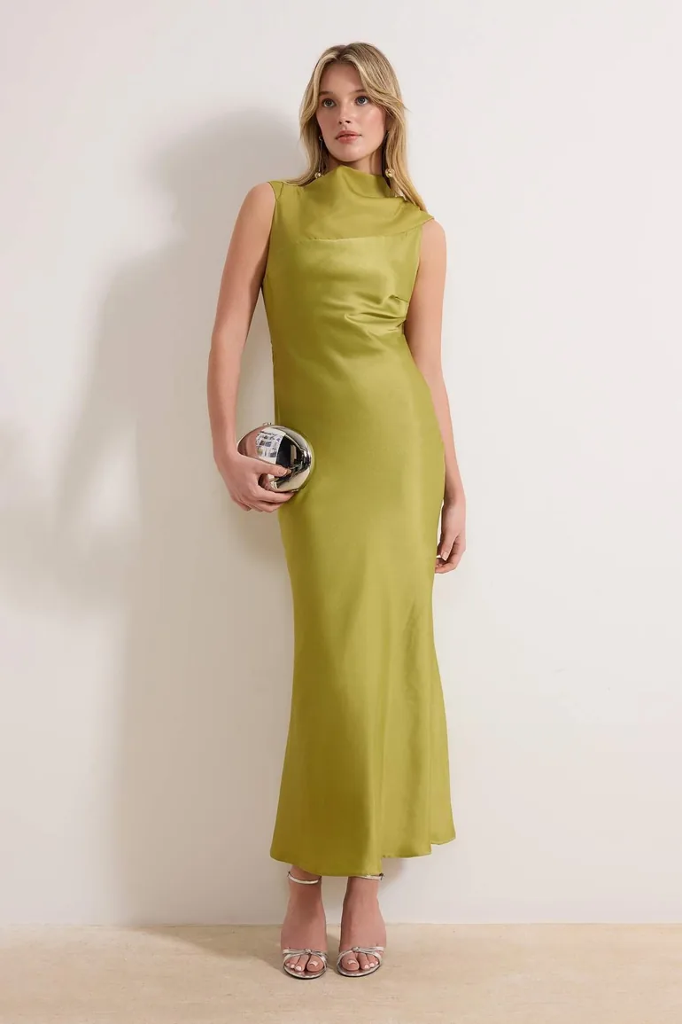 oil on satin dress Long envers satin dress