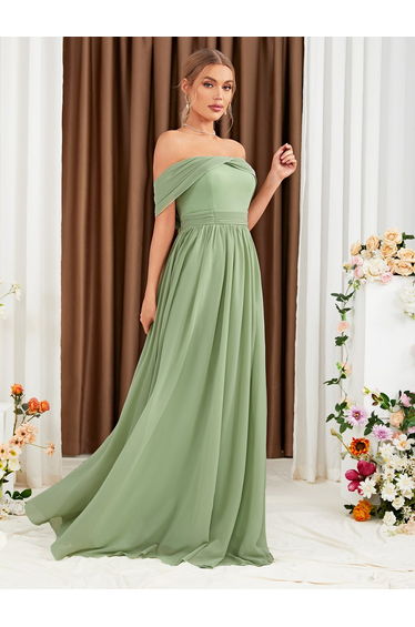 Leely Elegant Off The Shoulder Sleeveless Bridesmaid gowns