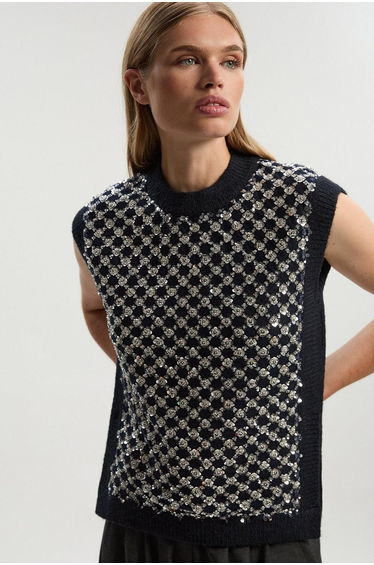 Embellished Cosy Knit Tank Top