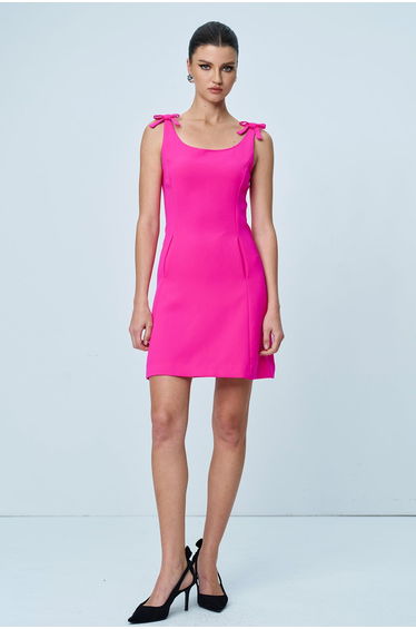 Amaziah Bow Sleeveless Mini Dress