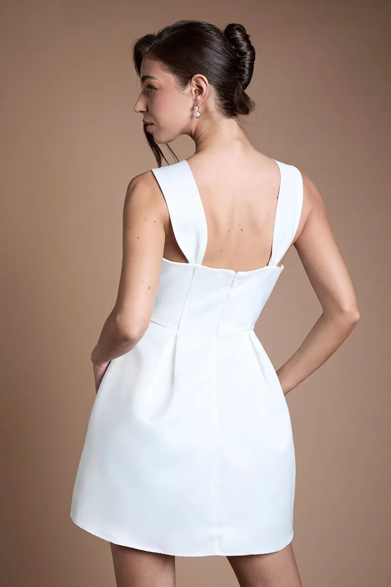 Sweetheart Fit and Flare Mini Wedding Dress - 2