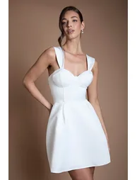 Sweetheart Fit and Flare Mini Wedding Dress - 1