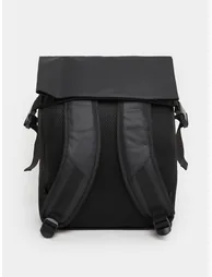 Black Roll-Top Backpack with Buckle Detail - 1